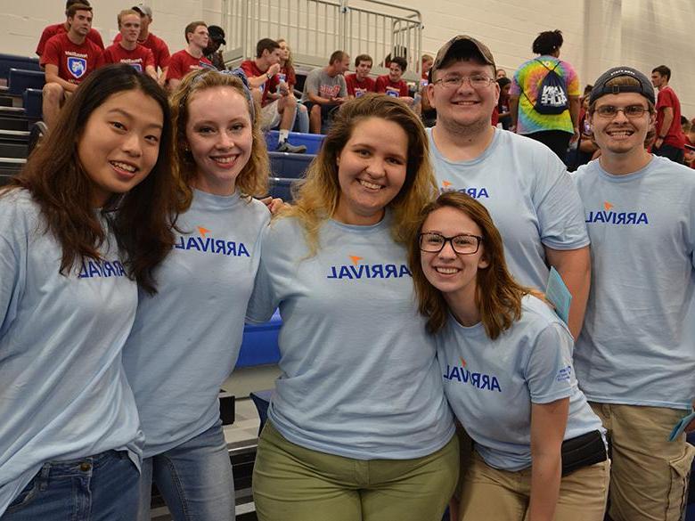 Res Hall workers pose during convocation